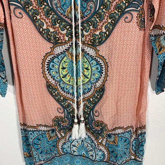 Entro Boho Tunic Dress Damask Bright Colorful size medium - Picture 2 of 9